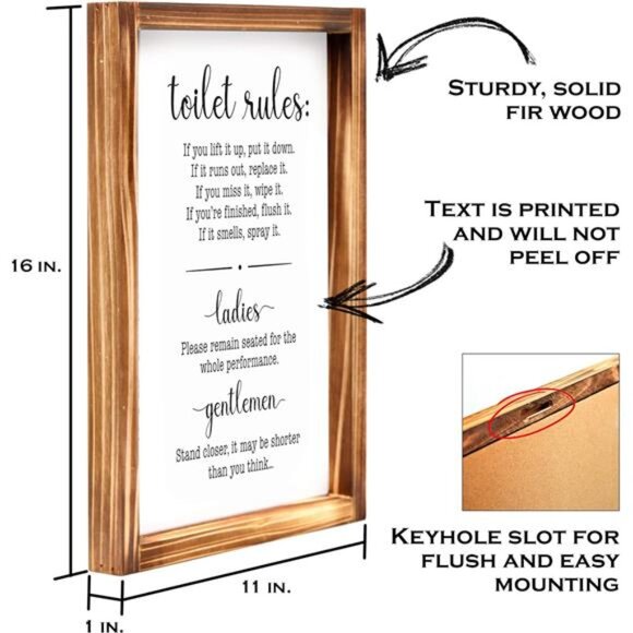 Toilet Rules Bathroom Sign 11x16 Inch, Bathroom Rules Sign, Toilet Rules Sign - Picture 2 of 7